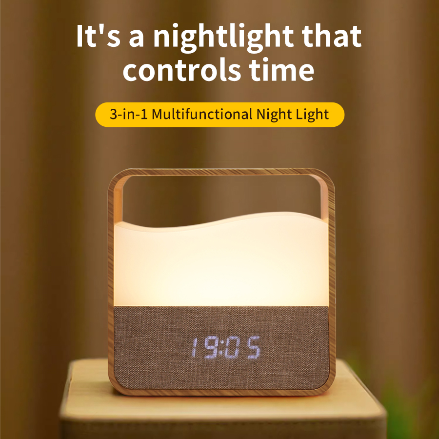 Desk Lamp - LED-nachtlampje met klok Digitale wekker Oplaadbaar