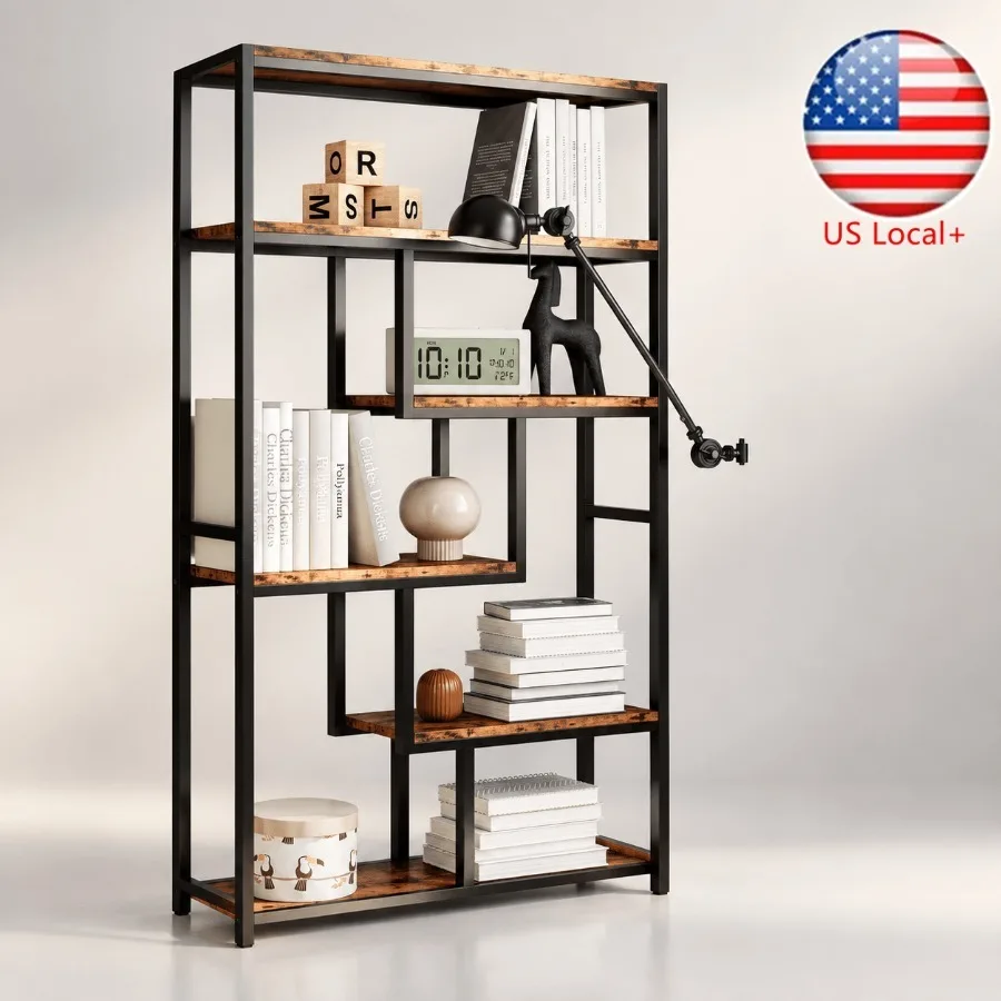 Bookshelf - Boekenkast met 6 niveaus, industriële etagère,