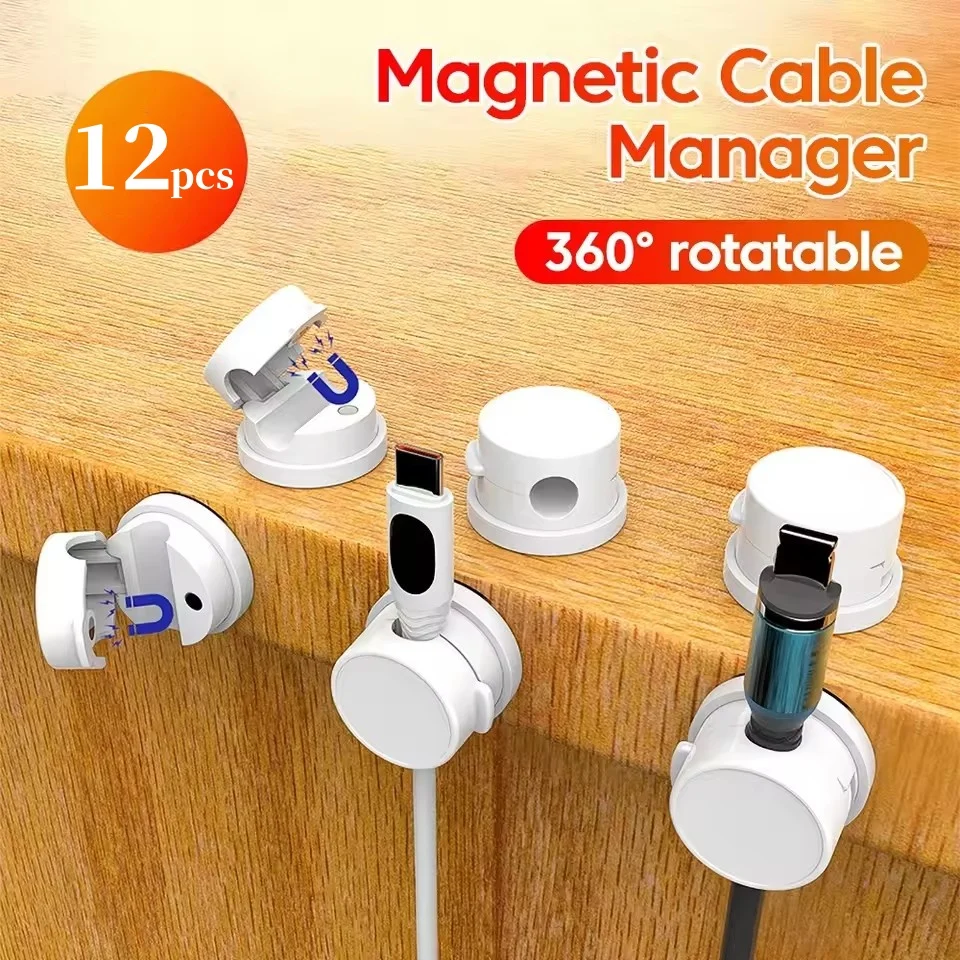 Desk Organizer - 360 graden draaibare magnetische kabelclip, kabelorganizer,