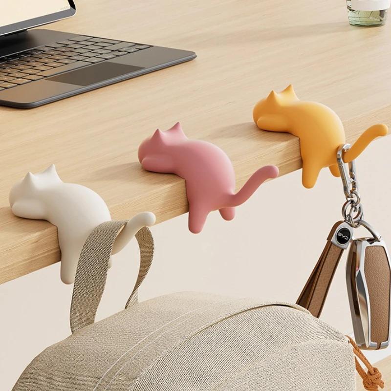 Office Furniture Brands - Mooie tafelrandhaak met kattenmotief, duurzame tashanger,