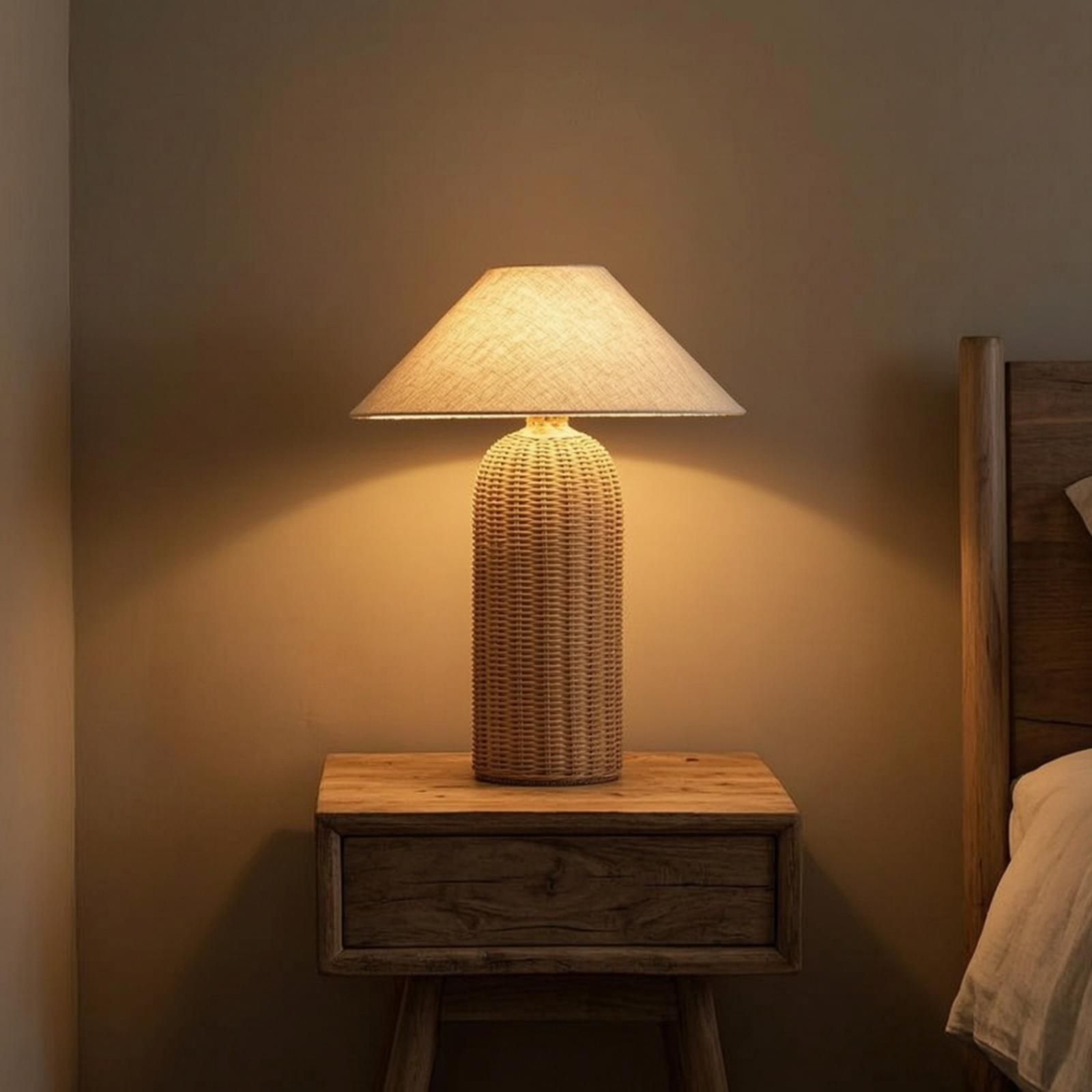 Bedlampje met rotan voet en st - Desk Lamp recensie en prijs