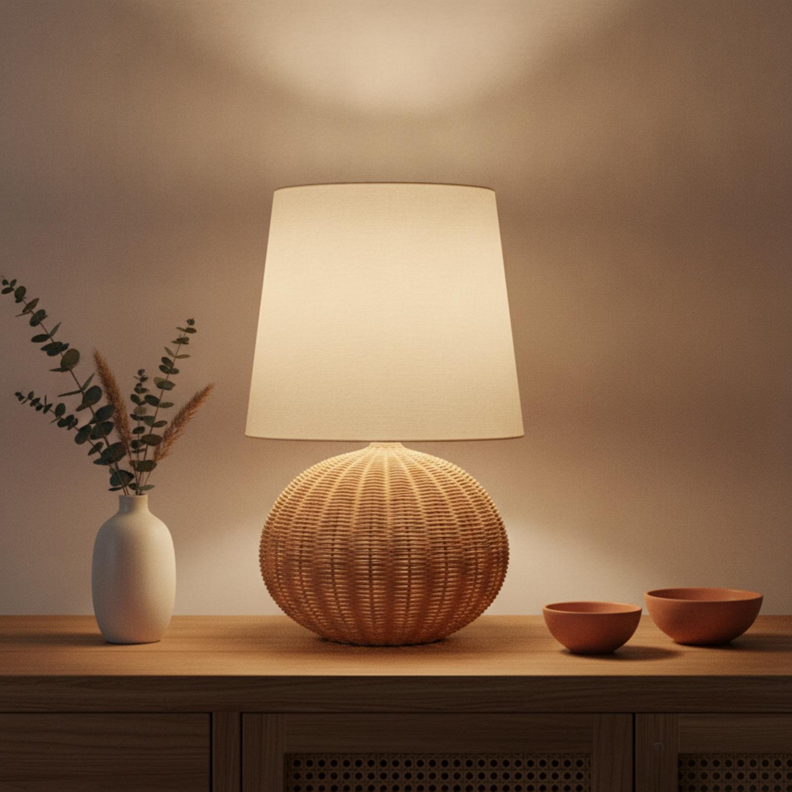 Bedlampje met rotan voet en st - Desk Lamp recensie en prijs